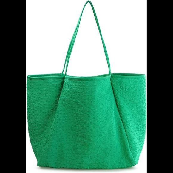 Lightweight Tote Womens Seersucker Shoulder Handbag Foldable Carryall Bag - Picture 1 of 6